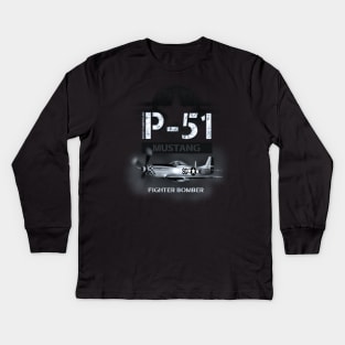 P51 Mustang Fighter Bomber Kids Long Sleeve T-Shirt